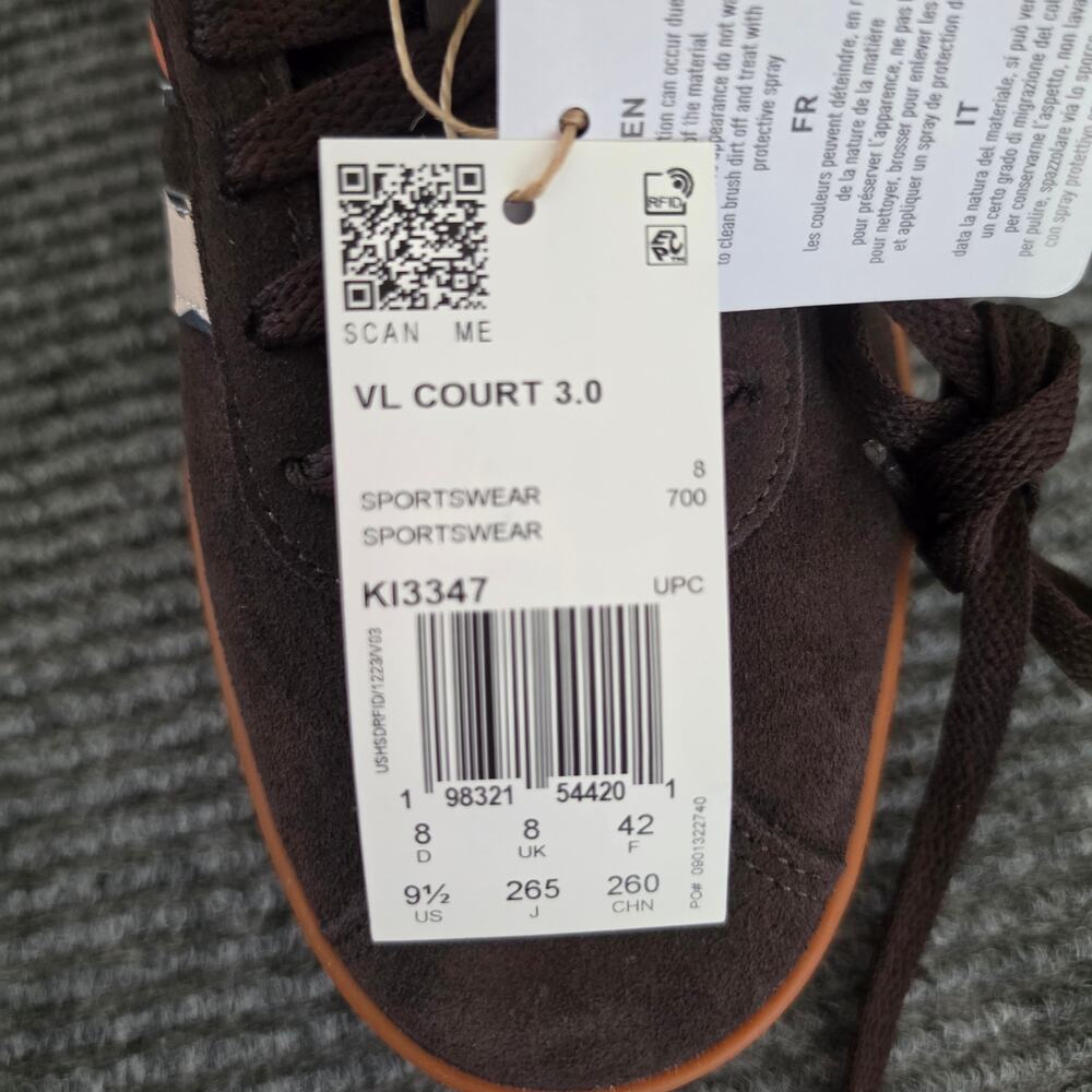 Adidas VL Court 3.0 Women's Size 9.5 Aurora Coffee Brown Sneakers Amber Gum NWB - Picture 9 of 11
